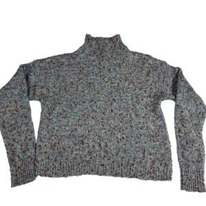 Lauren Conrad womens XS sweater confetti mock neck crop blue grey gold sparkle